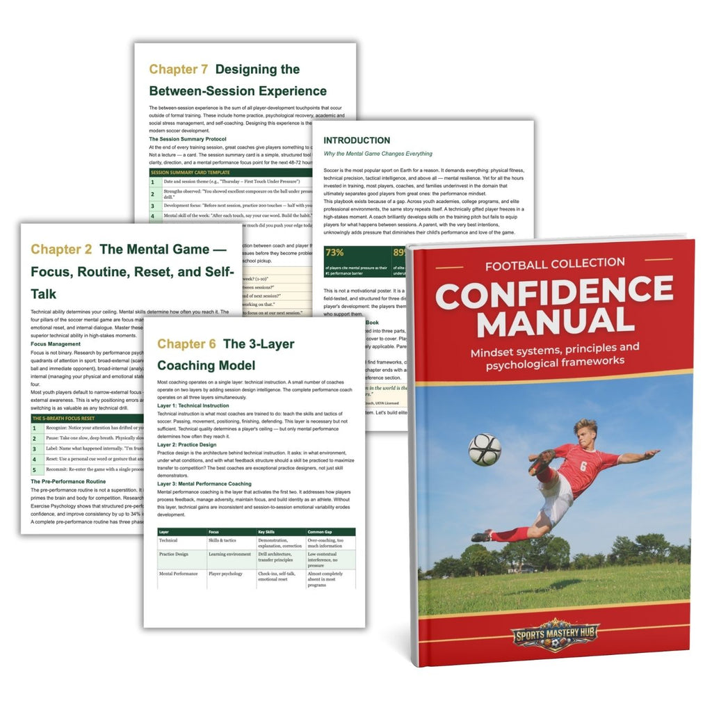Confidence Manual for Football Collection with pages open to text and cover showing a player kicking a ball.