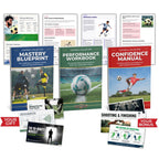 Collection of football training books and guides on a white background
